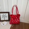 Bolso de mano versátil estilo coreano con lunares, estilo simple para el día a día, tipo cubo para mujer, alto atractivo estético, bandolera y de hombro femenino