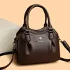Bolsa Feminina Transfronteiriça com Textura de Alta Qualidade, Padrão Lichia, Grande Capacidade, Múltiplos Compartimentos, Bolsa de Ombro e Transversal para Mulheres de Meia-Idade