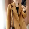 2025 Nova Roupa Externa de Lã Elegante Dupla Face Outono e Inverno Feminina de Comprimento Médio Solta Espessada Roupa Externa de Lã Estilo Ocidental