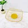 Cesta de Frutas Personalizada Transfronteiriça Cozinha Sala de Estar Frutas e Legumes Sobremesa Cesta de Armazenamento para Desktop Prato de Frutas Dourado Retro Europeu
