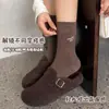 Calcetines bordados de dibujos animados para mujer, otoño e invierno, estilo preppy, de longitud media hasta la pantorrilla, estilo japonés con bordes enrollados, con lindos diseños de letras y cachorros, sin costuras y afelpados
