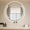 Espejo de Baño de Alta Gama para Hotel Marco de Aleación de Aluminio Espejo de Baño Redondo LED Inteligente Espejo de Tocador de Baño Antivaho Montado en Pared