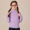 Suéter de Cachemira para Niños de Otoño e Invierno, Suéter para Niñas con Cuello Alto, Suéter de Lana Tejido para Niños, Camiseta Base Engrosada para el Calor