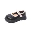 Zapatos de Princesa de Cuero para Niñas 2026 Primavera y Otoño Negro Suela Suave Zapatos Individuales para Niñas Zapatos Pequeños de Cuero para Niños Zapatos de Desempeño para Estudiantes de Primaria