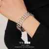 Pulsera Abierta Ovalada de Metal de Tres Capas Hueca Estilo Europeo y Americano Minimalista Fresca Moda Simple Joyería de Gama Alta
