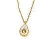 Collar de lujo estilo francés con cadena de clavícula de acacia con incrustaciones de diamantes, de acero de titanio y oro de 18 quilates, resistente a la decoloración, de alta calidad, para mujer.