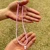 Colar de Miçangas de Arroz Coloridas 4mm Versátil Cor Dopamina Corrente Curta de Miçangas Feita à Mão Joia Corrente de Pescoço de Alto Valor