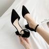 Sandalias Baotou para Mujer, Estilo Hada, Nuevo Modelo Verano 2026, Tacones Altos Profesionales de Punta Fina, Zapatos de Tacón Medio Grueso de Correa Única