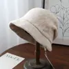 Chapéu de Pescador de Lã Fashion com Pressionamento Traseiro Estilo Japonês para Mulheres, Chapéu de Balde Elegante e Versátil de Tricô para o Calor do Inverno