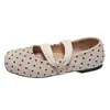 Sapatos Mary Jane vintage estilo francês para mulheres, sapatos baixos de verão com laço e bico redondo, sapatos baixos estilo balerina para o dia a dia