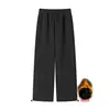 Pantalones Casuales de Pierna Recta, Versátiles, de Terciopelo de Algodón Europeo, Otoño e Invierno 2026, de Cintura Alta, Pierna Ancha para Mujer, con Cordón, Adelgazantes, con Caída, Estilo Minimalista