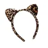 Diadema con estampado de leopardo navideño, accesorio de fiesta europeo y americano para adultos y niños, accesorio para el cabello de cumpleaños y festividades, diadema de orejas de gato