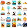 50 Personalidade de Edifício de Marco Urbano Transfronteiriço Criativo Viagem ao Ar Livre Impermeável Capa de Telefone Decorativa Adesivo de Bagagem
