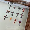 Rojo Retro Cruz Zirconia Estilo Punk Arte de Uñas Pedrería Mariposa Retro Rosa Halloween Navidad Accesorios para Arte de Uñas