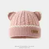 Gorro de punto con orejas de oso, gorro de invierno y otoño para bebé de punto trenzado, marca Lucky, gorro cálido para niños