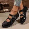 Nuevos Zapatos Mary Jane de Verano con Correas Cruzadas para Mujer 2026 Nuevos Zapatos Planos Bajos Suaves para Mujer en Negro