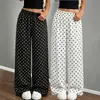 Pantalones anchos de lunares con cintura elástica para niña, holgados, con caída, casuales, rectos, 2 colores, versátiles, cubren las caderas, pantalones largos para niños, modernos