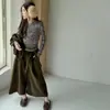 Conjunto de tres piezas para niña estilo coreano: chaleco de piel y pantalón de pierna ancha, conjunto casual de otoño con camiseta básica de manga larga para niños