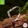 Novo anel Yinziyun com moissanita de 2 quilates lapidação marquise e brilho, empilhável com anel clássico de flor de íris em prata de lei s925