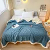 Manta de tafetá com fleece personalizada, colcha de fleece dupla face espessa para o inverno, manta de fleece de cordeiro coral para sofá e cochilo no escritório