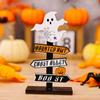 Suprimentos decorativos transfronteiriços para novos festivais de fantasmas Halloween Letras de abóbora Enfeites de madeira Noite de Halloween Mesa fantasma em forma de árvore