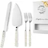 Mango de Cerámica Perlada Acero Inoxidable Set de Espátulas para Pastel Hornear Cuchillo para Queso Espátula para Pizza Vajilla Portuguesa