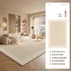 Alfombra de madera natural estilo crema para sala de estar y dormitorio, lavable, limpiable con paño, impermeable, resistente a las manchas, color liso, alfombra de alta gama para el hogar