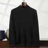 Nova coleção outono e inverno: suéter masculino de cashmere, cor sólida, gola alta discreta, suéter de lã, adequado para uso profissional, tamanhos grandes, pode ser usado como camada base