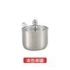 Tarro de condimento de acero inoxidable 304 coreano, combinación de tarro de condimento dorado, tapa de vidrio, bandeja, botella de condimento para restaurante