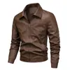 Jaqueta de Couro Masculina Nova Tamanho Europeu Amazon Jaqueta Lapela Outono Inverno Roupa Externa À Prova de Vento Casual Jaqueta de Motocicleta Exterior