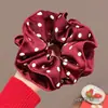 Scrunchie Dupla Camada de Bolinhas Vermelhas para Mulheres, Elástico Estiloso para Rabo de Cavalo Baixo, Elástico de Alta Elasticidade, Acessório de Cabelo