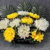 Bonsai de Flores Artificiais, Flores Artificiais para o Festival Qingming, Bonsai de Novo Estilo, Produto Acabado com Vaso, Flores Artificiais para Oferendas em Túmulos, Crisântemo