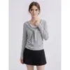 Xintai Atacado Em Estoque [Algodão Floco de Neve 165g] Camiseta Feminina de Manga Longa