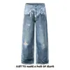Jeans rotos estilo high street americano para hombre, nuevos y modernos para el otoño de 2026, pantalones holgados rectos de pierna ancha