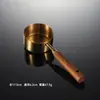 Acero Inoxidable Chapado en Titanio Madera de Acacia Dorada Cuchara Medidora Taza Medidora Herramienta de Medición para Cocina Repostería Cucharilla de Té Juego de Siete Piezas