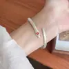 Pulsera Abierta de Metal Ojo de Gato para Mujer, Venta Directa de Fábrica, En Stock, Joyería Sólida de Gama Alta, Soporta Dropshipping