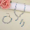 Hermoso y Exquisito, Brillante y Completamente Incrustado con Circonita, Set de Joyería para Mujer Incluyendo Collar, Pendientes y Pulsera, Set de Tres Piezas, Venta Directa desde Fábrica de Yiwu