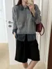 Cardigã de malha patchwork em jeans estilo europeu transfronteiriço, nova coleção outono/inverno, elegante e casual, com zíper e gola alta, casaco suéter feminino