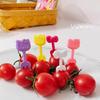 Mini tenedor de fruta lindo transfronterizo palillo de dientes de seguridad para niños letrero de decoración para pastel bento tenedor de postre japonés al por mayor