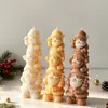 Jiahui Beauty Vela Perfumada Aroma de Papai Noel Molde Jenga de Natal DIY Ornamento de Gesso Papai Noel