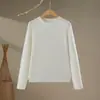 Suéter Básico de Cachemira Nuevo para Otoño e Invierno para Mujer, Cuello Redondo, Jersey, Raya en la Axila, Aspecto Adelgazante, Camiseta de Punto para Base, Estilo Clásico
