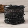 Verano 2024 nuevo temu venta caliente transfronteriza simple moda retro pulsera de cuero tejida a mano multicapa con cuentas