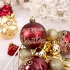 Juego de 42 Bolas de Navidad Pintadas Transfronterizas, Adornos con Forma Burdeos y Dorados, Adornos Colgantes para Decoración de Árbol de Navidad, Bolas de Navidad