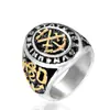 Anillo de titanio retro europeo y americano para hombre, anillo de acero moderno y dominante para hombre