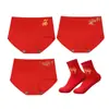 Año de la Serpiente Benmingnian Ropa Interior Roja de Algodón para Mujer Cintura Alta Transpirable Boda Calcetines Rojos Grandes Pantalones de Cintura para Mujer Venta al por Mayor