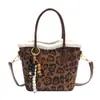 Bolso Tote para Viajes Cotidianos Gran Capacidad para Mujer Bolso Retro de Axila Moda Estampado de Leopardo Hombro Temperamento a la Moda Bolso Pequeño de Mano