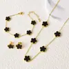 Nova Moda Pulseira de Trevo de Cinco Folhas Flor da Sorte 18K Popular Nicho Versátil Dupla Face Madrepérola Flor de Ameixa Empilhável Joias