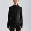 Lahn Moda Tops Esportivos Femininos Outono Cintura Slim Camisa com Zíper Manga Longa Quente Gola Alta Fitness Yoga Top