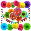 Conjunto de decoración para fiesta de Halloween, abanico de origami naranja, flor, abanico de papel negro, arreglo de boda, borla de papel, pancarta colgante