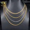 Nova Corrente de Corda Reversível de Aço Inoxidável 4mm Estilo Hip-Hop Europeu e Americano com Fecho de Prata S925 com Moissanita, em Estoque para Dropshipping